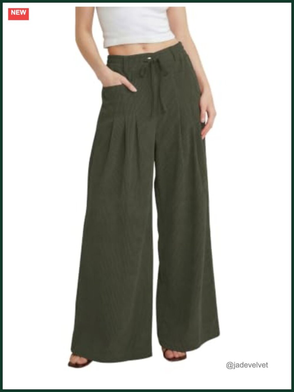 Women's Corduroy Wide Leg Pants High Rise Palazzo Trousers